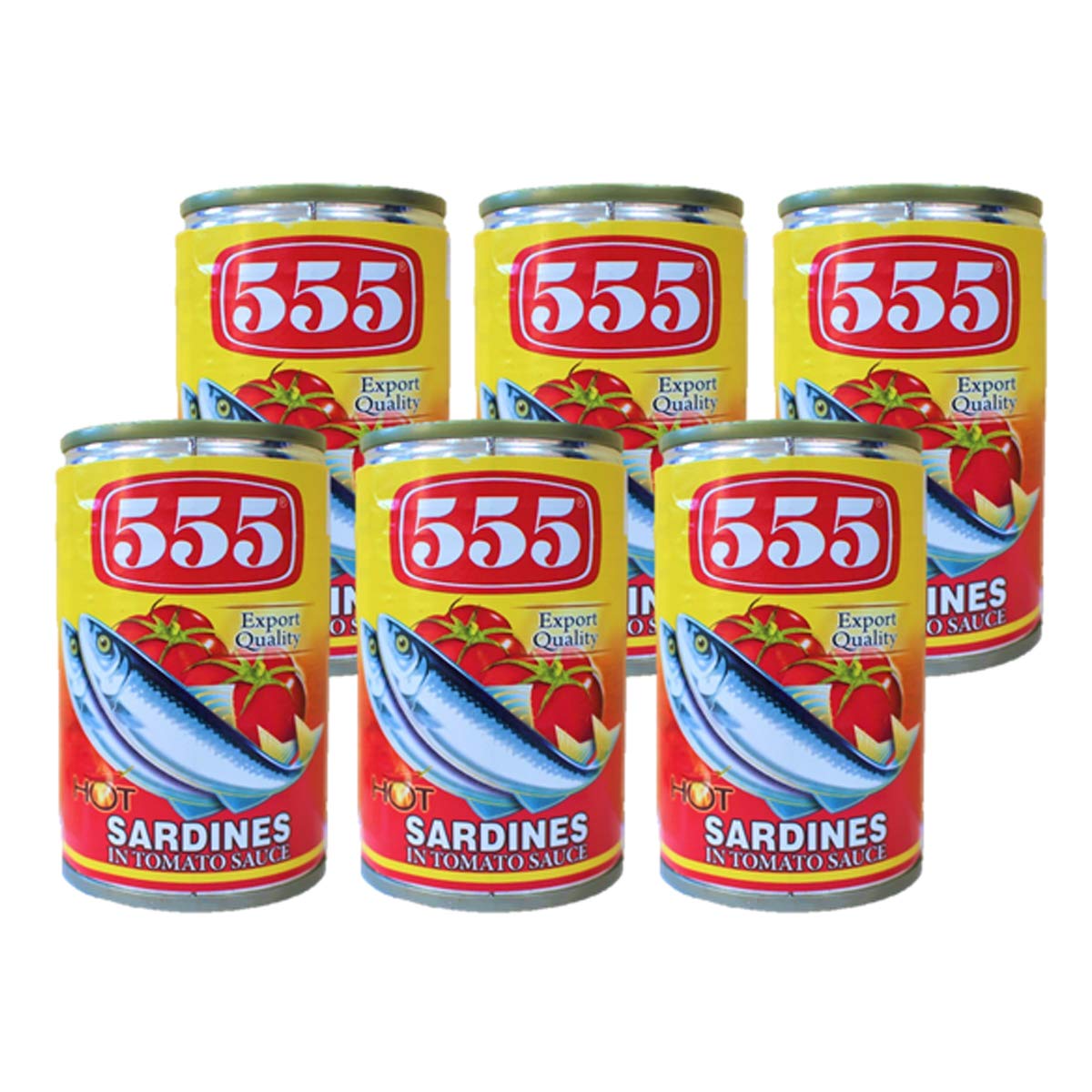 555 Sardines in tomato sauce with chili, ready-to-eat protein.