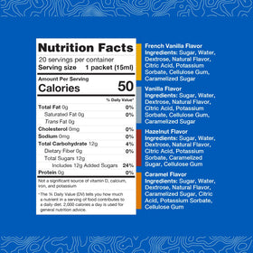 58Peaks on-the-go syrup packets for easy flavoring in coffee and tea