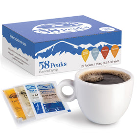58Peaks variety pack syrups for coffee flavoring on the go