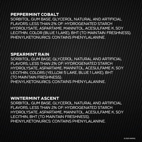 5 Gum pack details with mint label and flavor options
