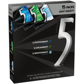 5 Gum variety pack outer box, ideal for on-the-go mint refresh