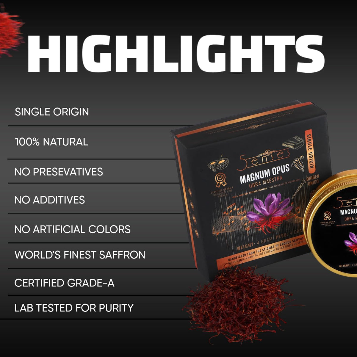 5Senses raw saffron threads show pure, filler-free quality