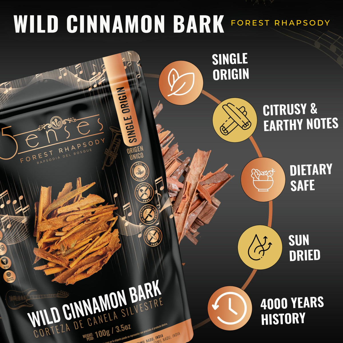 5Senses Wild Cinnamon Bark aroma close-up for tea and infusion