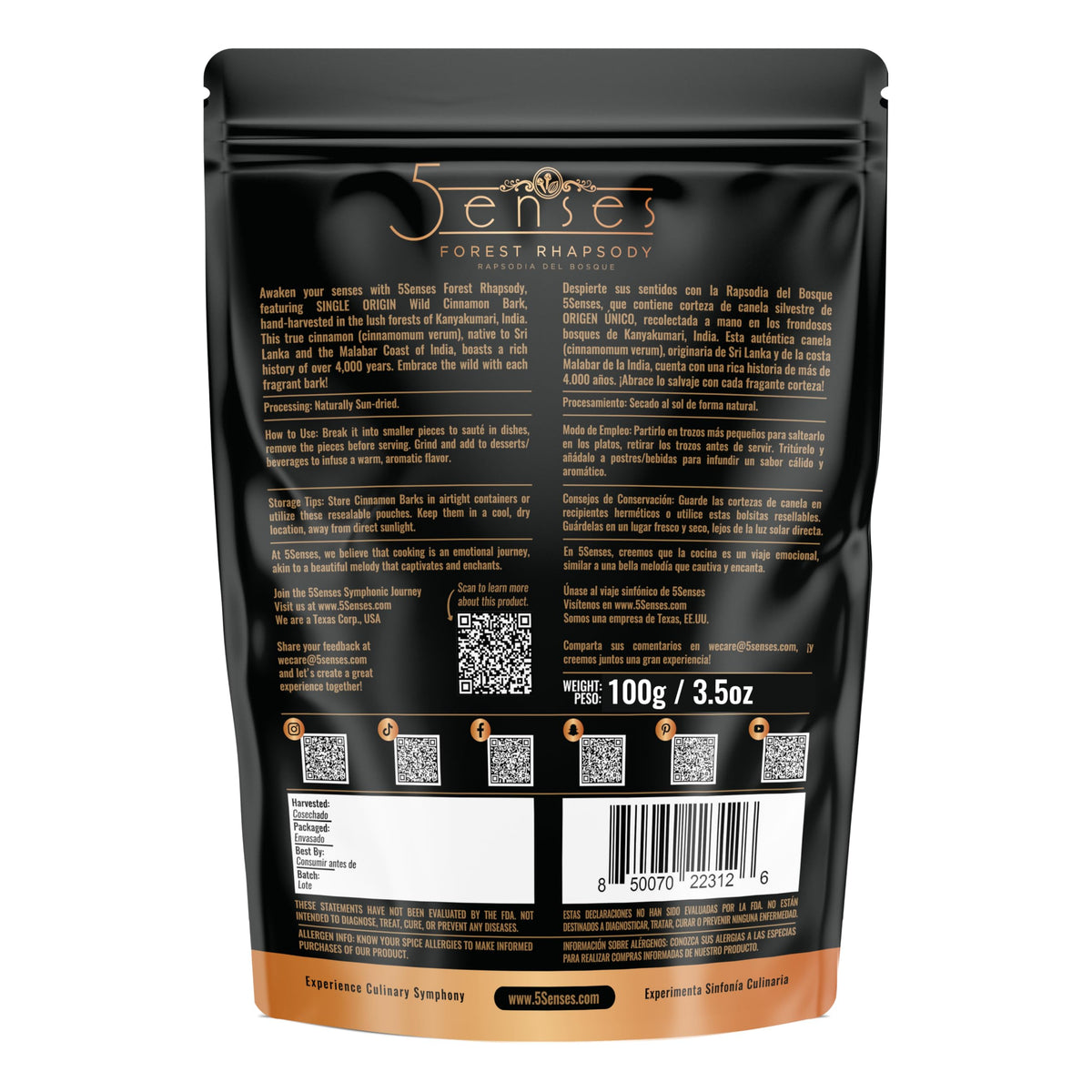 5Senses Wild Cinnamon Bark packaging showcases Fairtrade sourcing