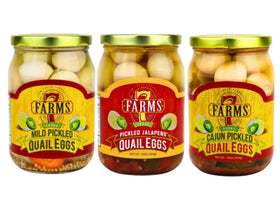 7 Farms pickled quail eggs mild jar closeup highlights premium flavor and texture
