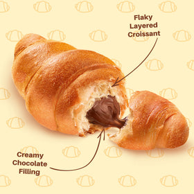 7 Days chocolate croissant ready for an on-the-go snack with coffee.