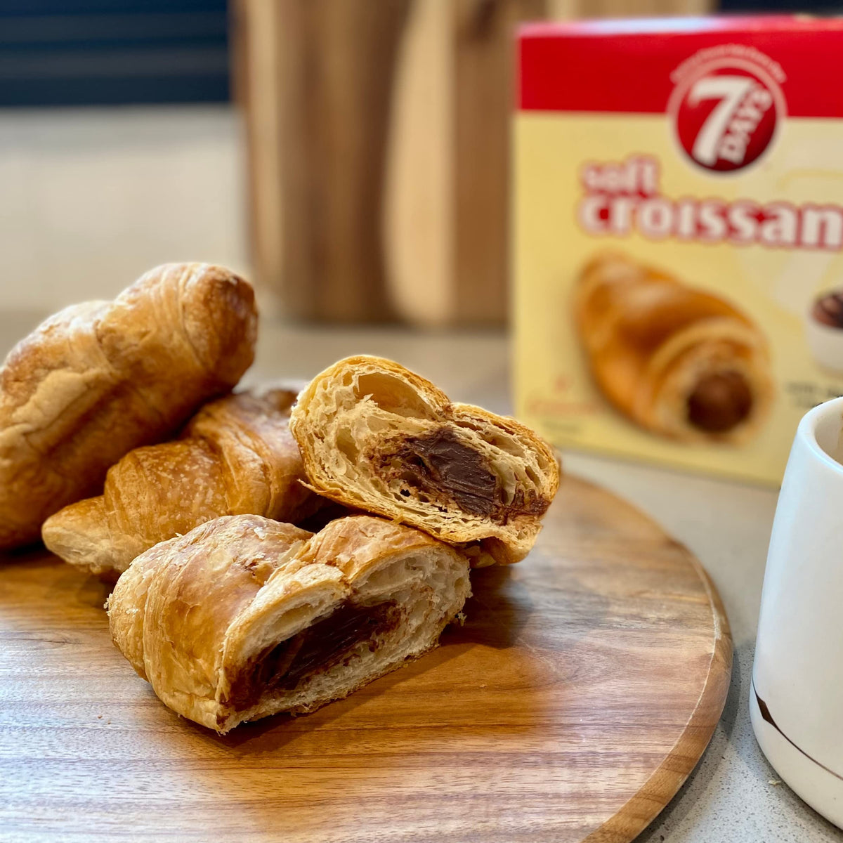 7 Days individually wrapped croissant, portable and convenient for busy mornings.