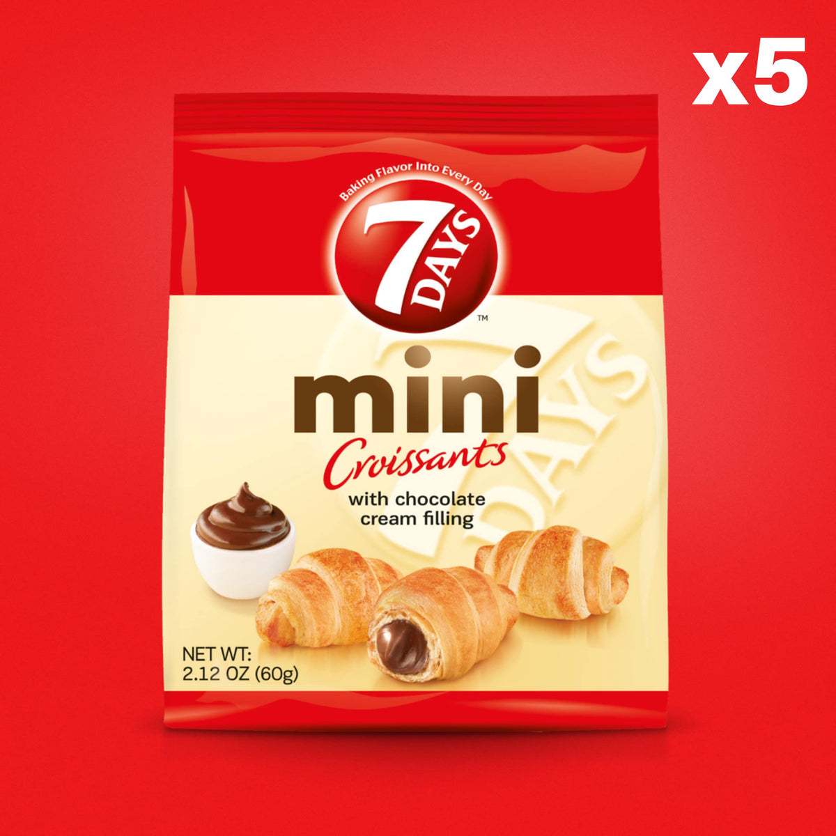 7 Days snack pouch with chocolate croissant, individually wrapped for mess-free lunchboxes.