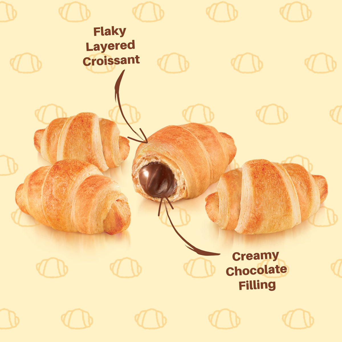 7 Days bakery-fresh packaging croissant pouches stay fresh during travel.