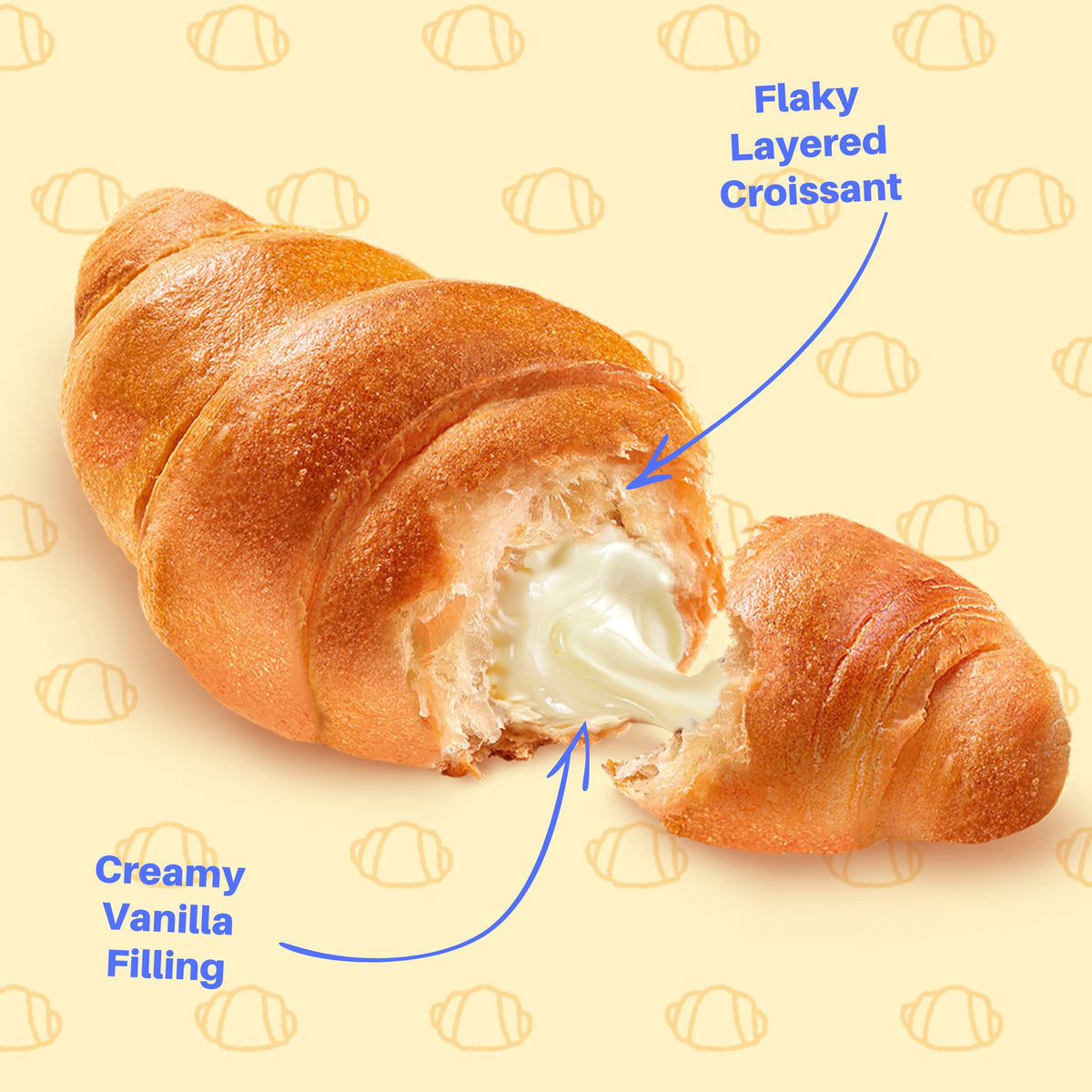 7Days Vanilla Croissant on-the-go, convenient snack with bakery-soft bite