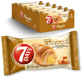 7 Days caramel-filled croissant with dulce de leche, ideal for a comforting breakfast.