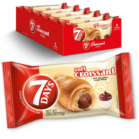 7 Days soft chocolate croissant in a wrap, ideal for quick on-the-go breakfast.