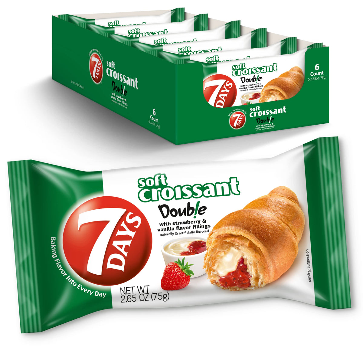 7 Days soft croissant strawberry on-the-go: convenient breakfast snack.