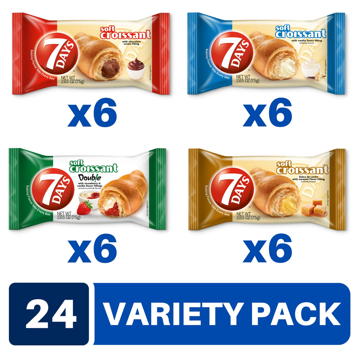 7 Days Soft Croissant Variety Pack vanilla – light, bakery-fresh starter flavor.