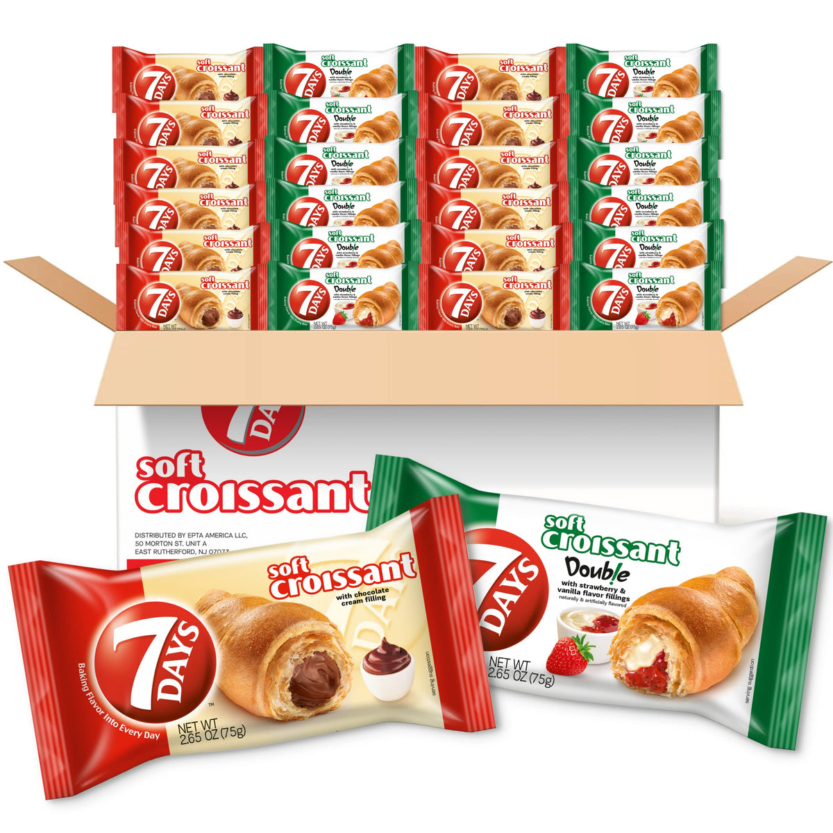 7 Days soft croissant variety pack in box for quick breakfasts
