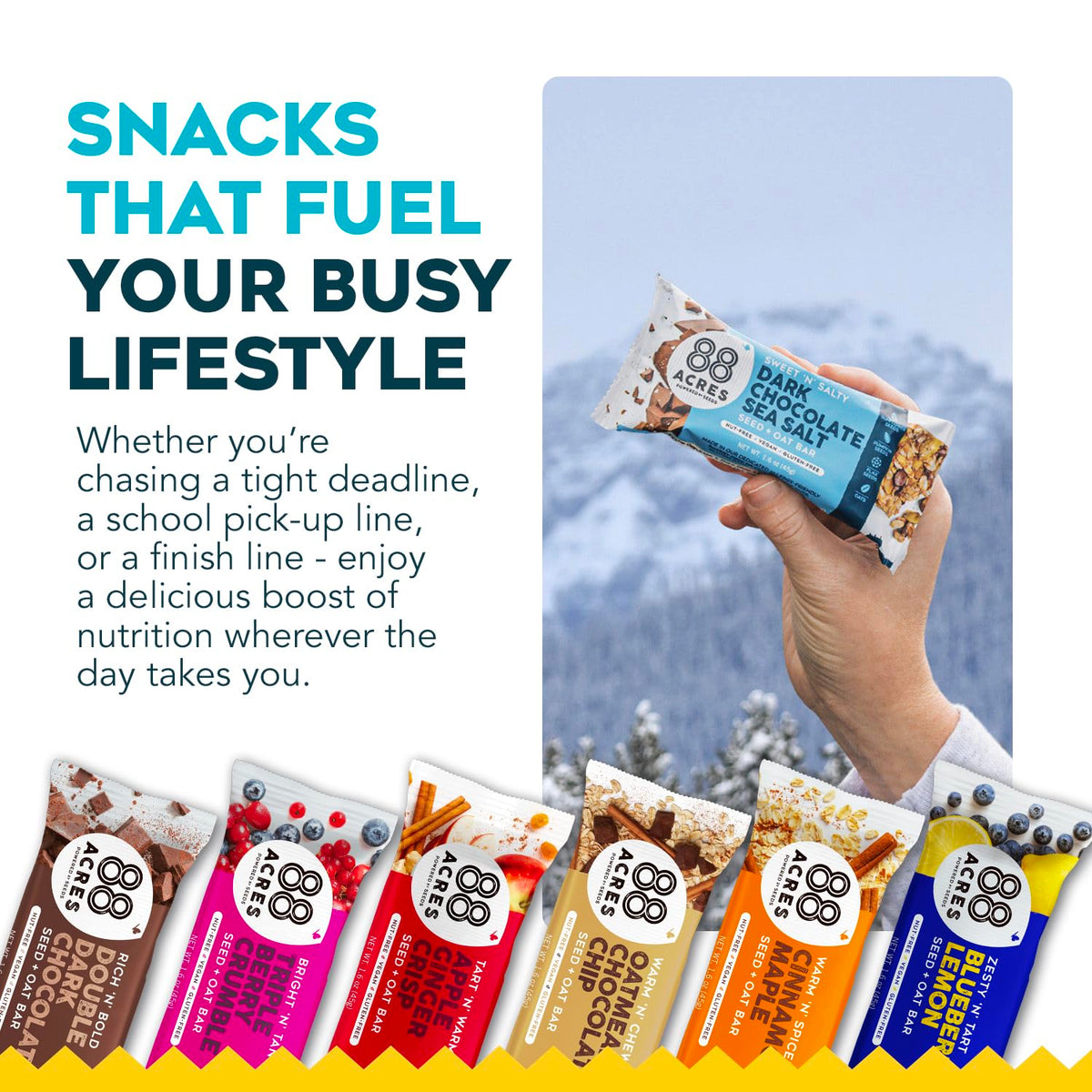88 Acres Triple Berry Crumble bar, flavorful midday nibble.