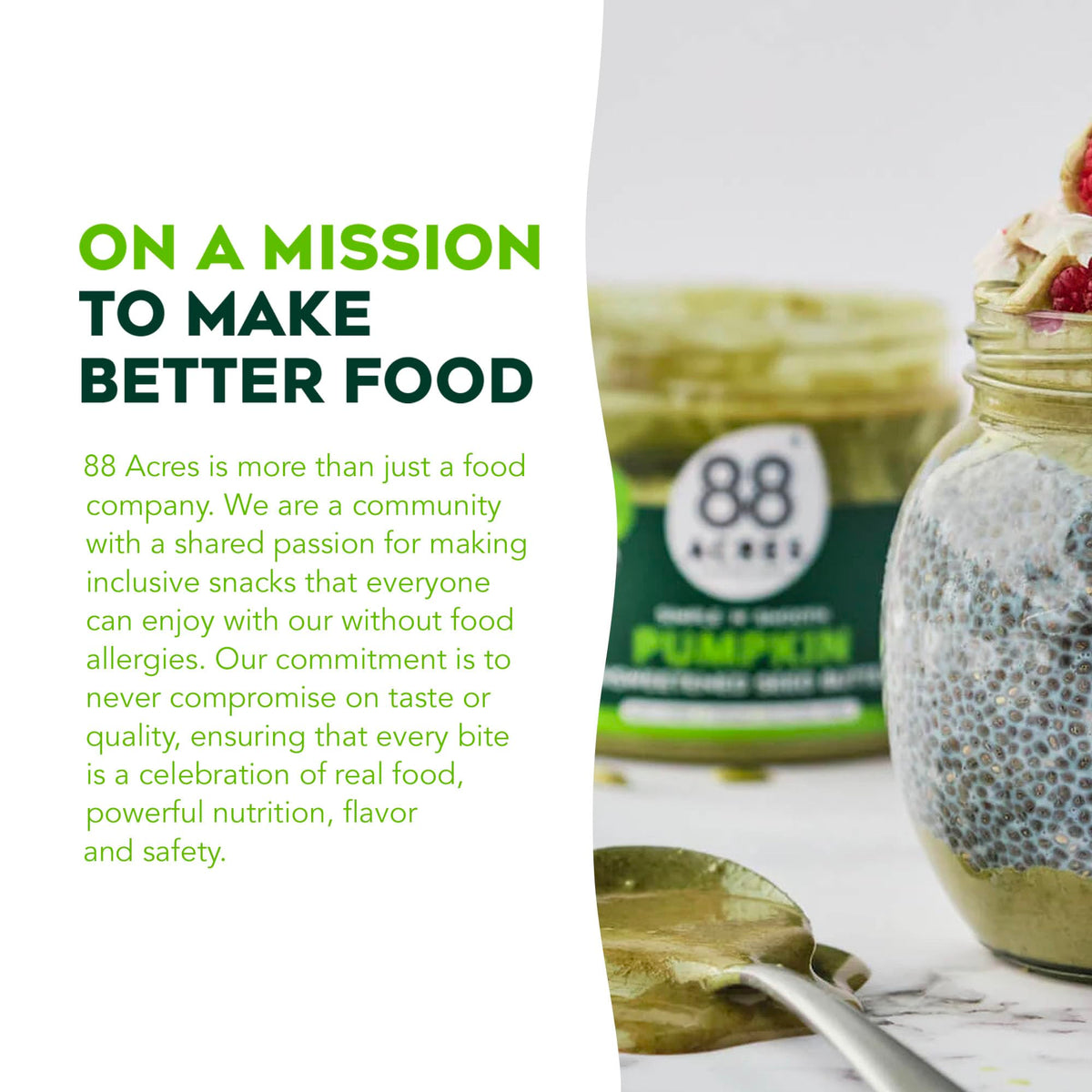 88 Acres pumpkin seed butter in bowl makes oatmeal a protein-rich meal.
