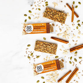 88 Acres Cinnamon Maple bars plant-based energy for steady days.