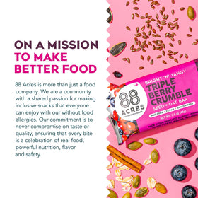 88 Acres Granola Bar Triple Berry Crumble in a lunchbox ready snack