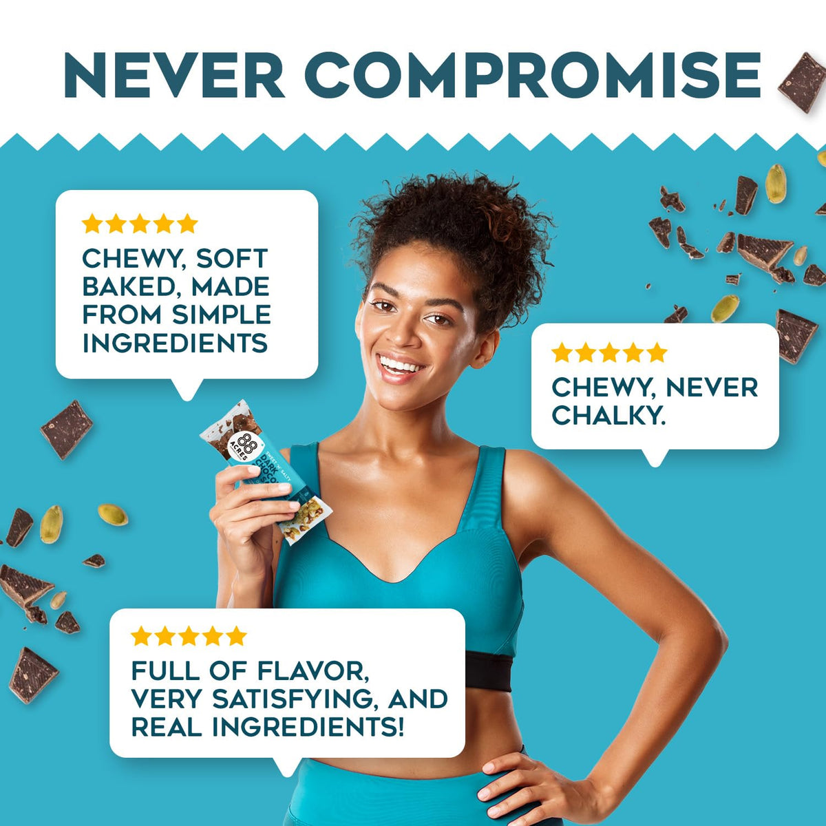 88 Acres Cookies and Cream granola bar in a familiar dessert flavor.