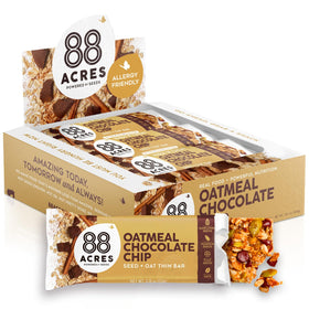 88 Acres granola bars front view of oatmeal chocolate chip, gluten-free on-the-go snack