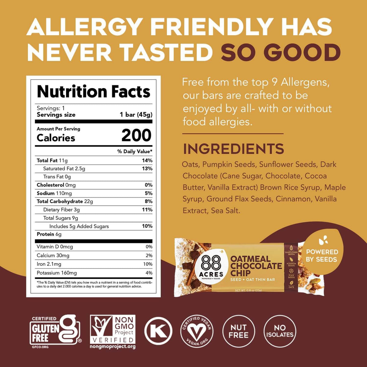 88 Acres granola bars seed blend close-up with sunflower and pumpkin seeds for plant-powered energy