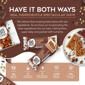 88 Acres vegan non-GMO snack bar with plant-based protein boost.