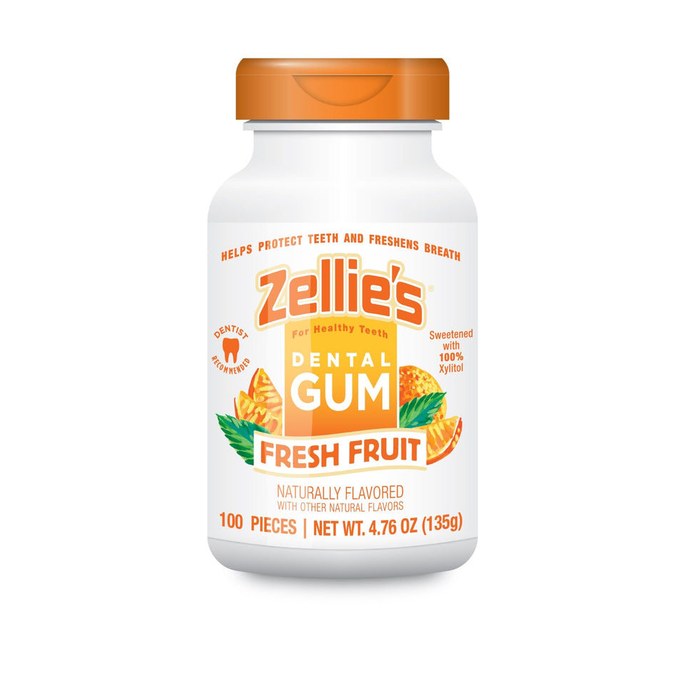 Zellie's fresh fruit xylitol gum pack boosts on the go freshness