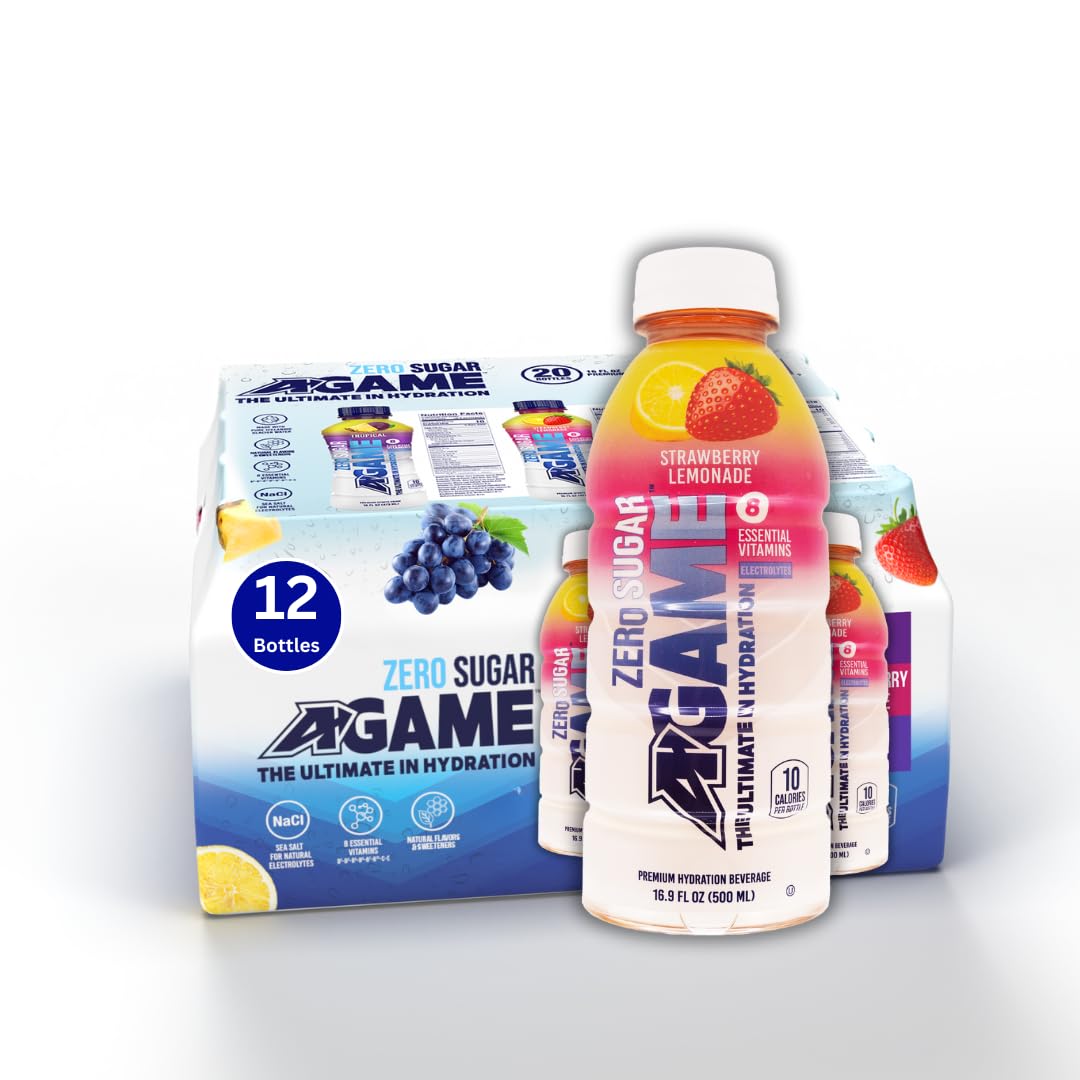 A-GAME Zero Sugar Strawberry Lemonade bottle close-up for refreshing hydration