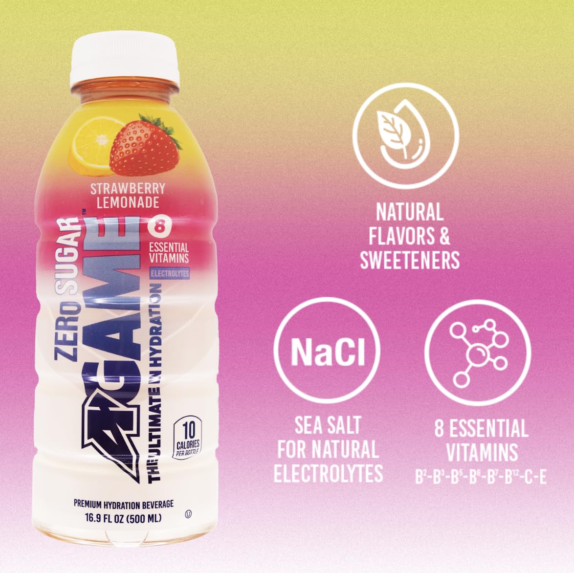 A-GAME Zero Sugar Strawberry Lemonade 12-pack on shelf in store