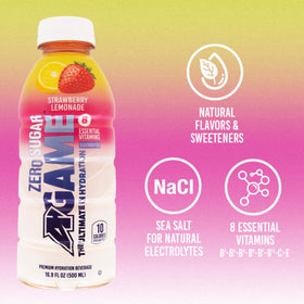 A-GAME Zero Sugar Strawberry Lemonade 12-pack on shelf in store