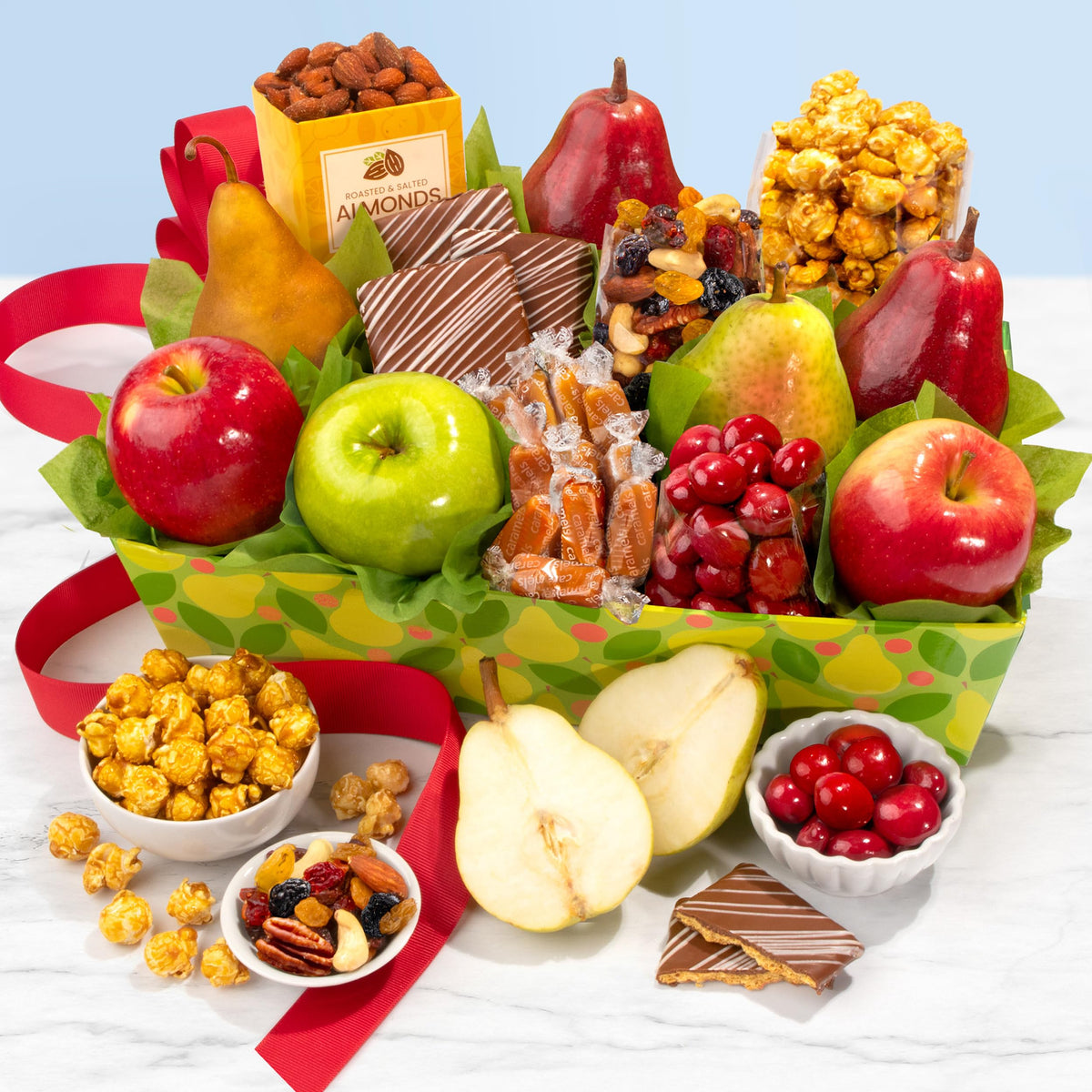 A Gift Inside cherry berry trail mix and roasted almonds, healthy snack option for gatherings.