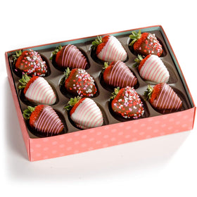 Milk and pink white chocolate drizzle adds visual appeal.