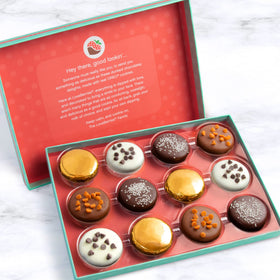 A Gift Inside Deluxe Oreos dark chocolate dipped cookies, great for gifting