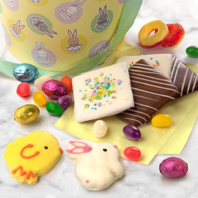 Foil wrapped eggs add sparkle to the A Gift Inside Easter basket