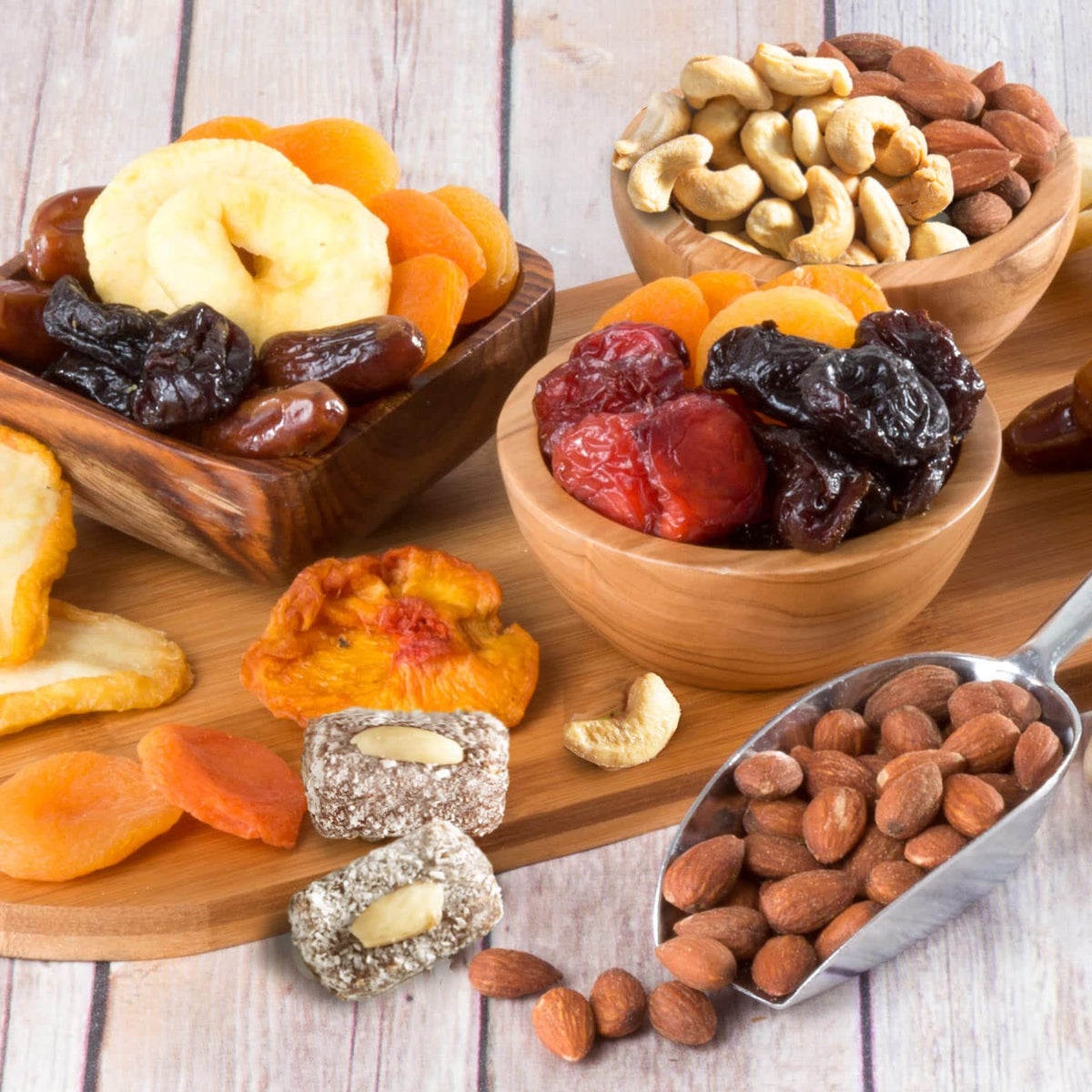A Gift Inside Flora dried fruit tray ribbon-tied gift presentation