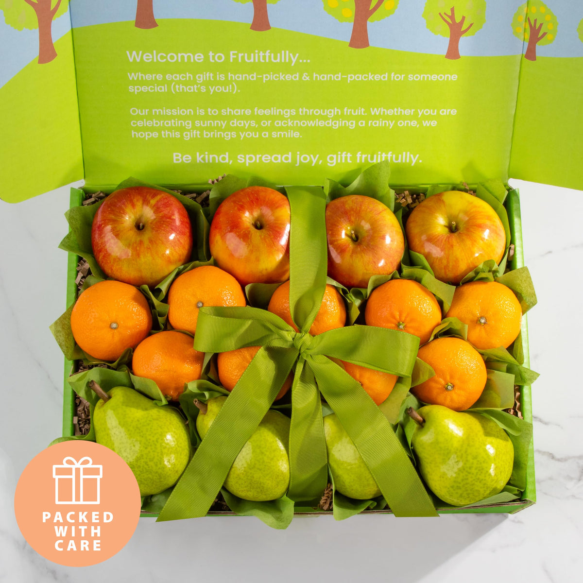 A Gift Inside Fruitfully Trio apples close-up for crisp, refreshing snacking.