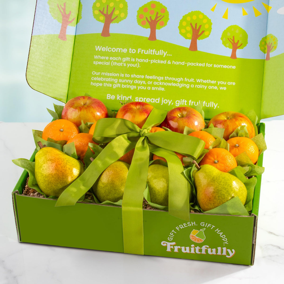A Gift Inside Fruitfully Trio gift box close-up ideal for gifting occasions.