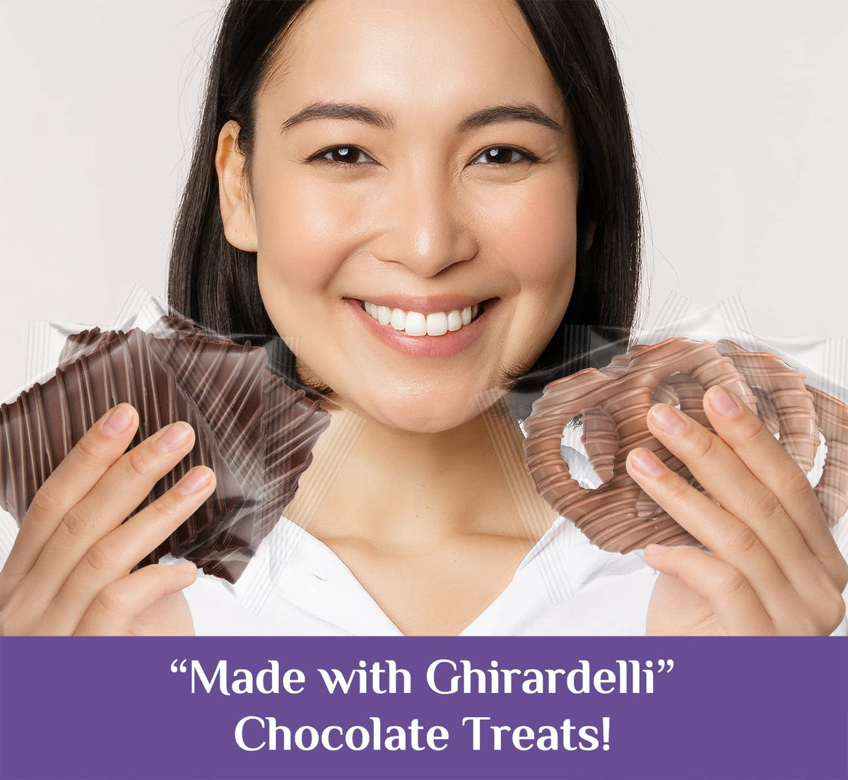 A Gift Inside Ghirardelli milk chocolate squares assortment ideal for gifting.