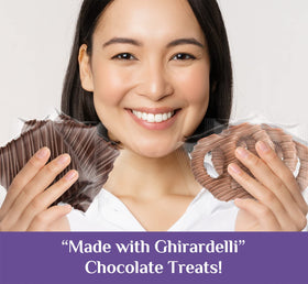 A Gift Inside Ghirardelli milk chocolate squares assortment ideal for gifting.