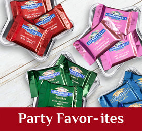 Twelve assorted Ghirardelli Squares for a diverse chocolate tasting.