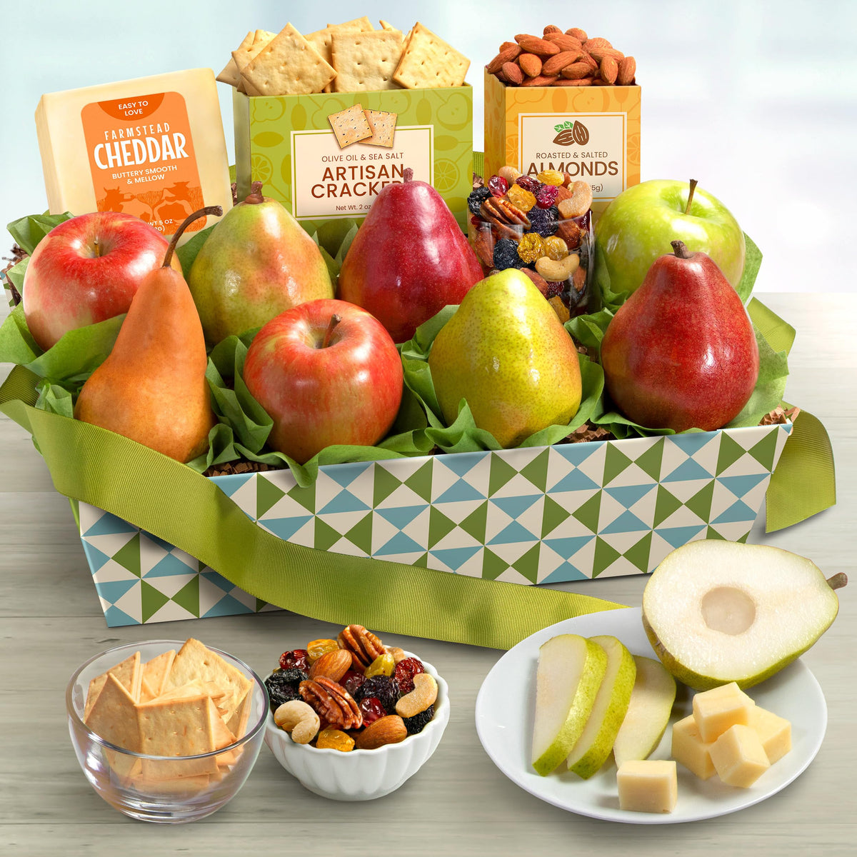 A Gift Inside olive oil sea salt crackers paired with Gouda cheese for elegant entertaining.