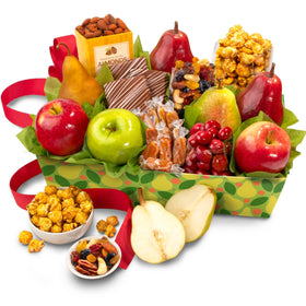 A Gift Inside Orchard Delight fruit basket tray with fresh fruit, ideal for celebrations.