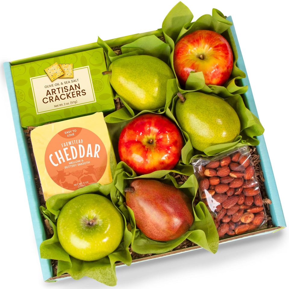 A Gift Inside Perfect Pairings fruit box arrival showing pears and apples ready for gifting