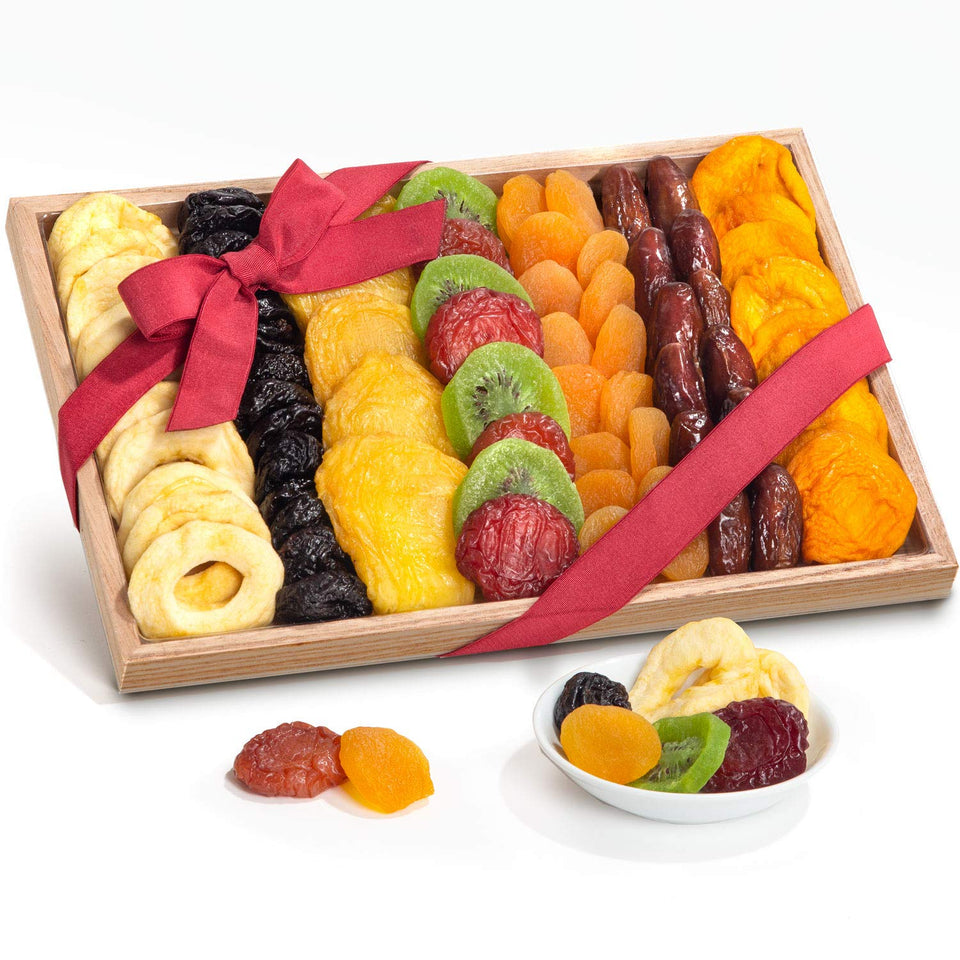 A Gift Inside Simply Dried Fruit Gift Tray overview with premium nut-free assortment