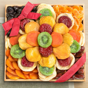 Sweet Bloom dried fruit in a wooden crate, ideal for celebrations.