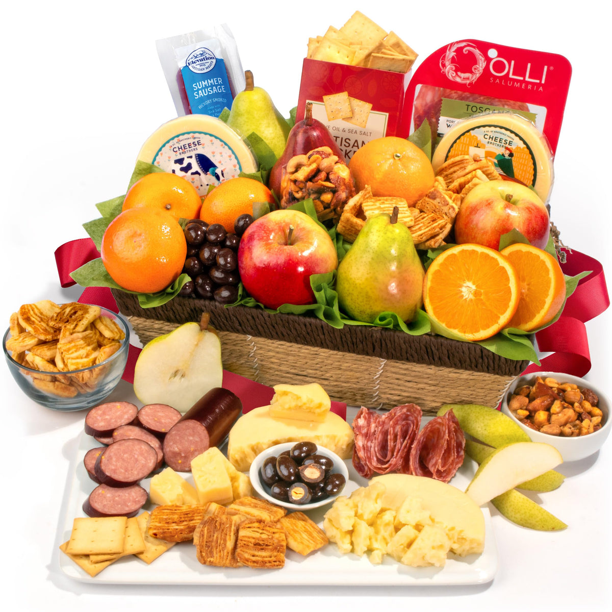 A Gift Inside sweet and savory fruit basket with fresh orchard fruit for summer gatherings.