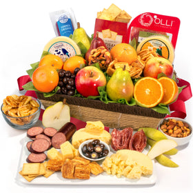A Gift Inside sweet and savory fruit basket with fresh orchard fruit for summer gatherings.
