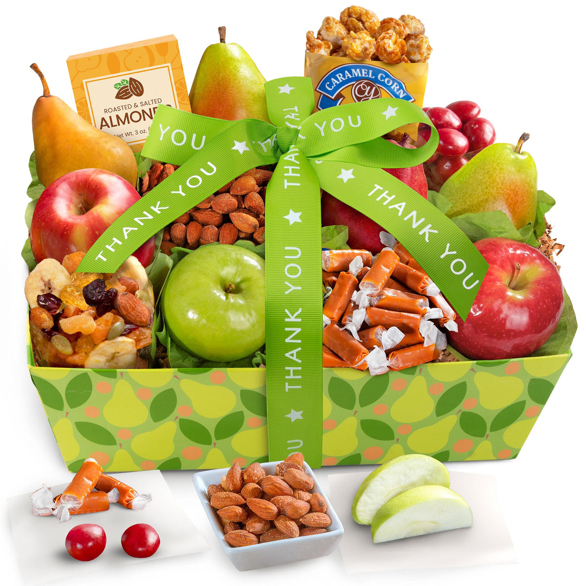 A Gift Inside Thank You Orchard Delight Basket with fresh fruit and gourmet treats for a thoughtful gift.