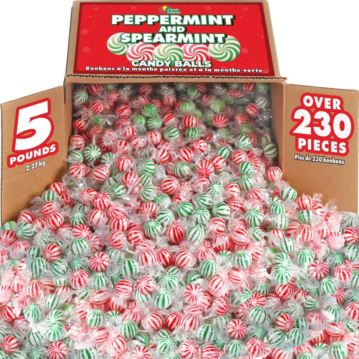 A Great Surprise Assorted Jumbo Mint Balls pack shot for bulk office snacking